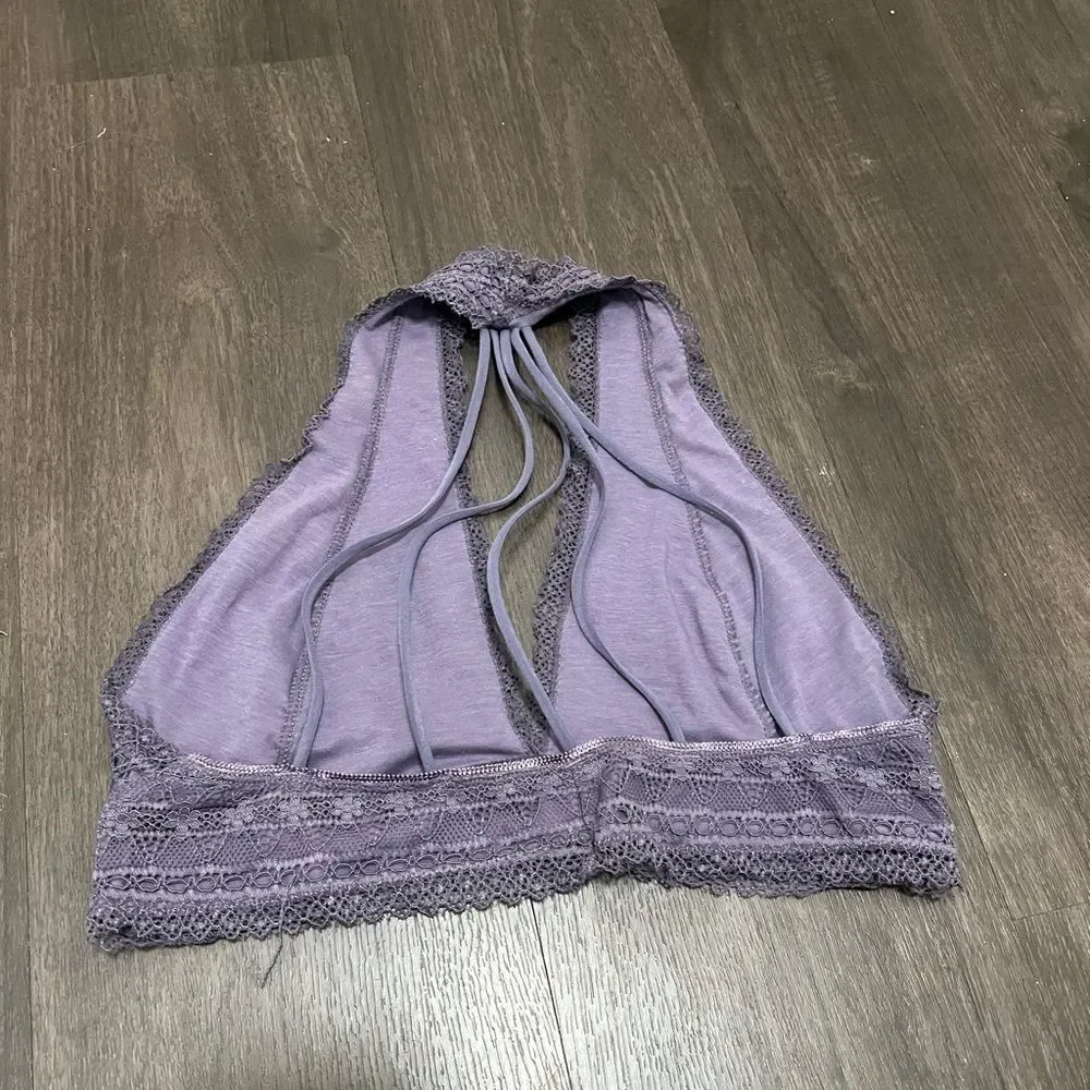 French Affair Purple Lace Trim Top